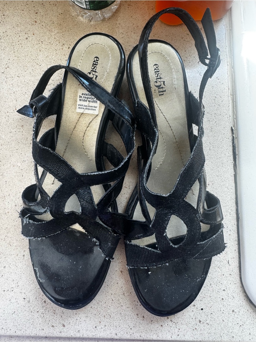 East 5th Black Strappy High Heel Sandals